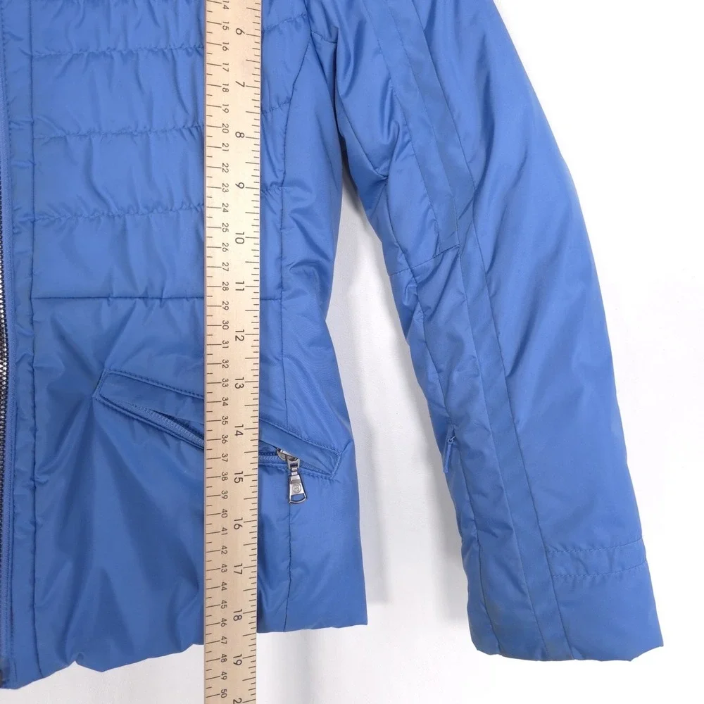 POIVRE BLANC Kids Girls 8 Ski‎ Jacket Blue Fur Hood Insulated Zip Winter Coat